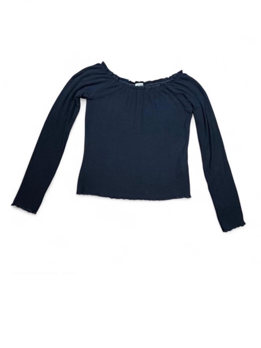 Garage Off-Shoulder Ribbed Long Sleeve Top β Medium with lettuce trim goth emo